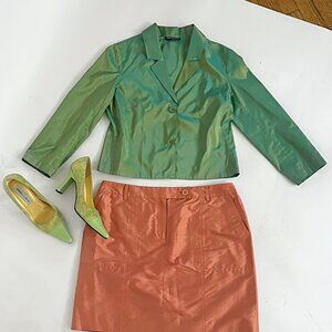 Vintage Green metallic satin blazer jacket giving mermaid core realness